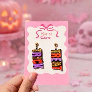 Trick or Treat Halloween Earrings Glitter Statement Dangle Earrings Cute Spooky